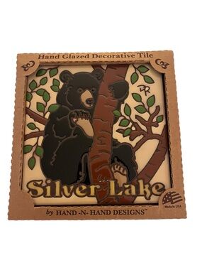 Silver Lake Bear Hand Glazed Decorative Tile